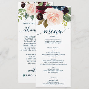 Invitation Menu et Merci de Mariage de la marine de Bourgogne
