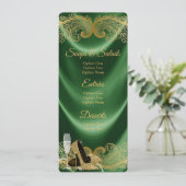 Invitation Menu Femmes Emerald Green et Gold Birthday Party (Debout devant)