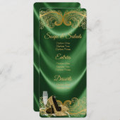 Invitation Menu Femmes Emerald Green et Gold Birthday Party (Devant / Derrière)
