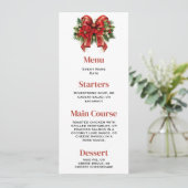 Invitation Menu Festive Red and Gold Christmas Bow (Debout devant)