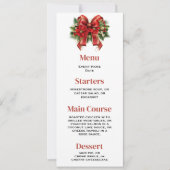Invitation Menu Festive Red and Gold Christmas Bow (Devant)