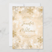 Invitation Menu Festive Sparkle Gold Winter Wedding (Devant)