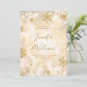 Invitation Menu Festive Sparkle Gold Winter Wedding (Debout devant)