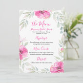 Invitation Menu Fête des mariées Aquarelle Florale Rose Chaud (Debout devant)