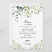 Invitation Menu Fête des mariées Eucalyptus Vert Cute (Devant)