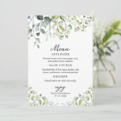 Invitation Menu Fête des mariées Eucalyptus Vert Cute (Debout devant)