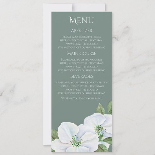 Invitation Menu Fleur de Pommier Blanche Mariage (Devant)