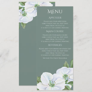 Invitation Menu Fleur de Pommier Blanche Mariage