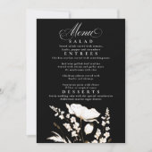 Invitation Menu Fleur sauvage noir et blanc Mariage (Devant)