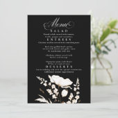 Invitation Menu Fleur sauvage noir et blanc Mariage (Debout devant)