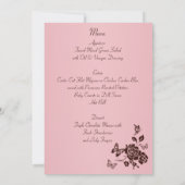 Invitation Menu Fleurs roses et brunes et papillons rougissan (Dos)