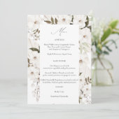 Invitation Menu Floral Boho Blanc 2 (Debout devant)