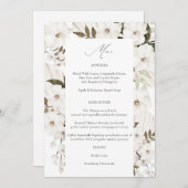 Invitation Menu Floral Boho Blanc 2 (Devant / Derrière)