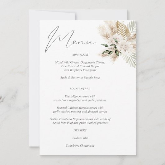 Invitation Menu Floral Boho Palm Leaf (Devant)