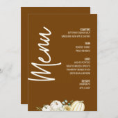 Invitation Menu Floral Moderne Dîner Thanksgiving Fall (Devant / Derrière)