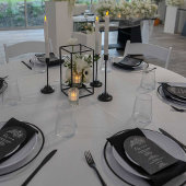 Invitation Menu Floral noir et blanc Mariage