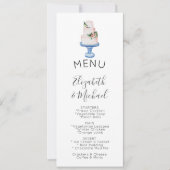 Invitation MENU Gâteau Mariage illustré double face (Devant)