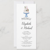 Invitation MENU Gâteau Mariage illustré double face (Devant)