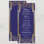 Invitation Menu Gatsby mariage réception Navy années 20 Art D (Devant / Derrière)