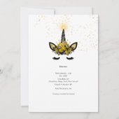 Invitation MENU GRADUM Parties scintillant d'or noir Unicorn (Dos)