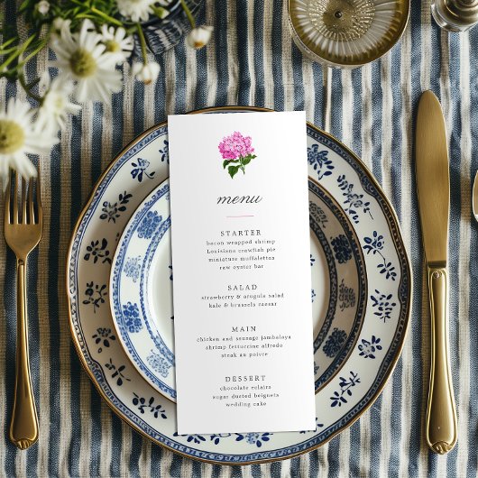 Invitation Menu Grandmillénaire Rose Hydrangea