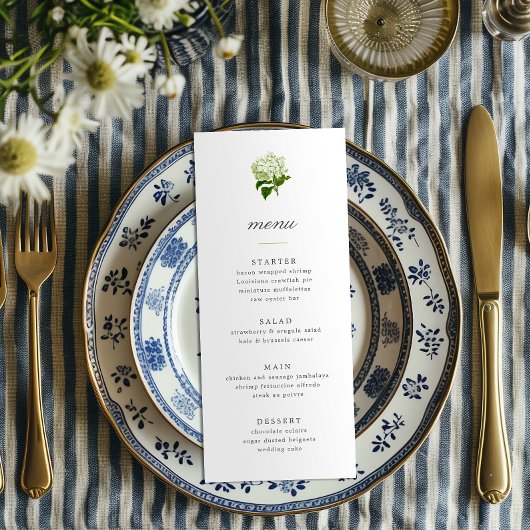 Invitation Menu Grandmillennial Hydrangea Blanche