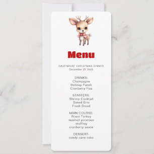 Invitation Menu Illustration de Bébé Cerf Mignon Dessin Animé