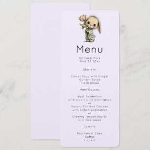 Invitation Menu Lapin Mignon Tenant une Tulipe