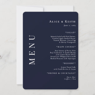 Invitation Menu Mariage arrondi Marine moderne
