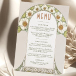 Invitation Menu Mariage Art Nouveau Vintage par Mucha<br><div class="desc">Carte menu de style Art Nouveau pour votre mariage sur le thème vintage d'Alphonse Mucha dans un design floral, romantique et fantaisiste. Les fleurs victoriennes complètent les polices art déco classiques. Entrez vos informations personnalisées, et vous avez terminé. Si vous souhaitez modifier la conception, cliquez sur le bouton bleu "Customiser"....</div>