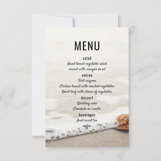 Invitation Menu Mariage Beach Waves (Devant)