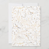Invitation Menu Mariage blanc Fleur sauvage d'or (Dos)