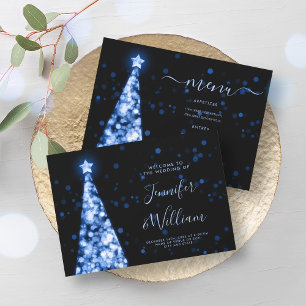 Invitation Menu Mariage Bleu de la marine des fêtes de Noël