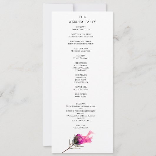 Invitation Menu Mariage Burom Bloom Elegance (Dos)