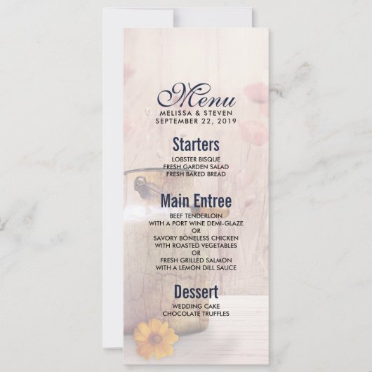 Invitation Menu Mariage campagnard Rustique Lait Can (Devant)