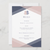 Invitation Menu Mariage chinois Géométrique bleu rose vif (Devant)