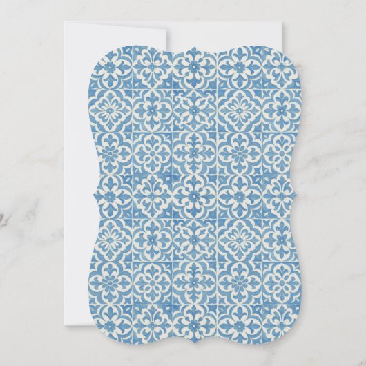 Invitation Menu Mariage Citron et Carrelage Bleu Méditerranée (Dos)