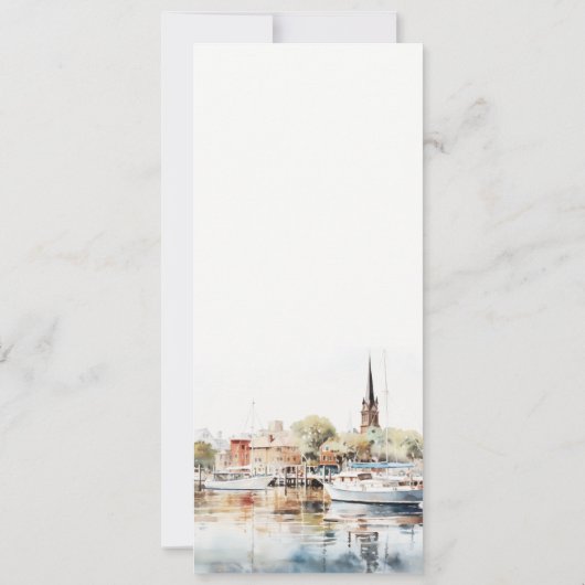 Invitation Menu Mariage d'aquarelle Annapolis Maryland (Dos)