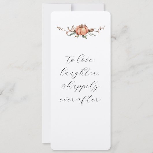 Invitation Menu Mariage de automne romantique avec orange et  (Dos)