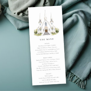 Invitation Menu Mariage de l'Église catholique simple d'aquar