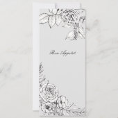 Invitation Menu Mariage Dîner Floral Moderne (Dos)