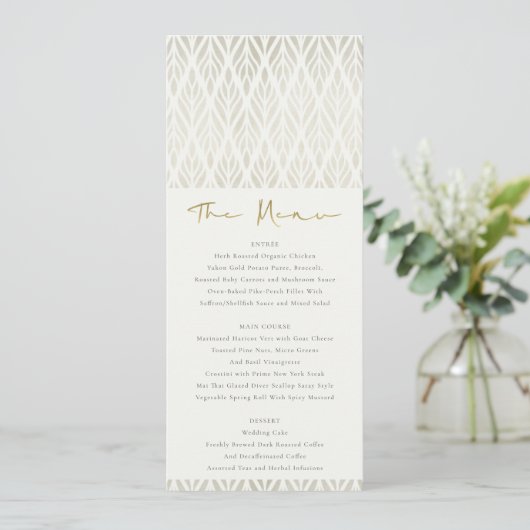 INVITATION MENU MARIAGE ÉLÉGANT ART DÉCO MODERNE EN ARGENT BL (Debout devant)