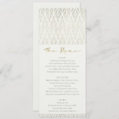 INVITATION MENU MARIAGE ÉLÉGANT ART DÉCO MODERNE EN ARGENT BL (Devant / Derrière)