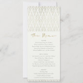 INVITATION MENU MARIAGE ÉLÉGANT ART DÉCO MODERNE EN ARGENT BL (Devant)