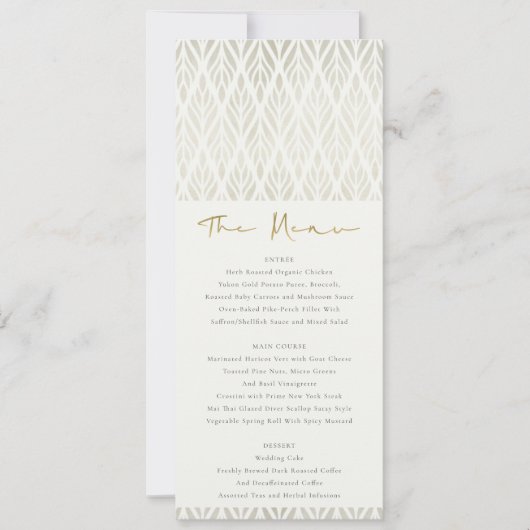 INVITATION MENU MARIAGE ÉLÉGANT ART DÉCO MODERNE EN ARGENT BL (Devant)
