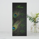 Invitation Menu Mariage Emerald Green Gold Black Peacock (Debout devant)