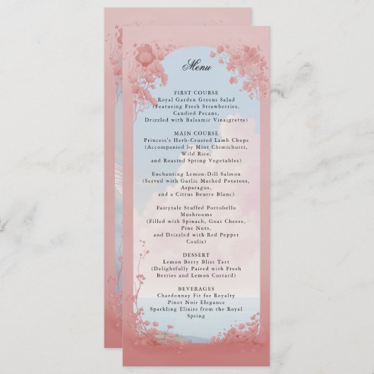 Invitation Menu mariage Fairytale (Devant / Derrière)