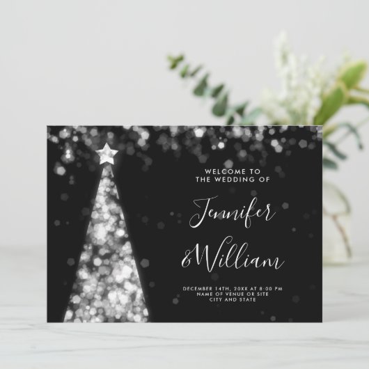 Invitation Menu Mariage Festive Xmas Tree (Debout devant)