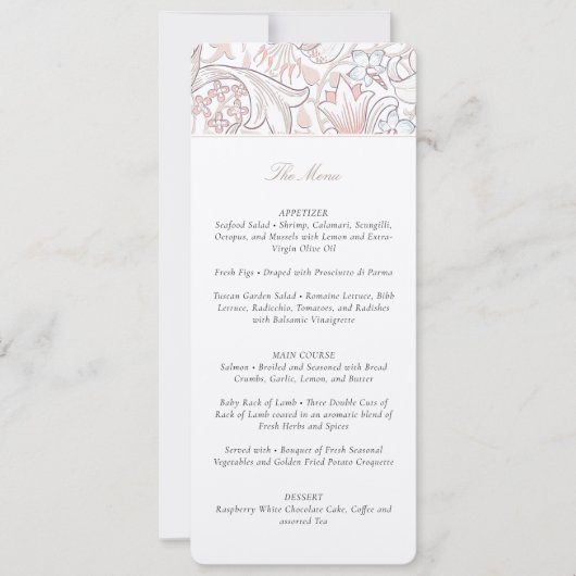 Invitation Menu Mariage Golden Lilies William Morris (Devant)