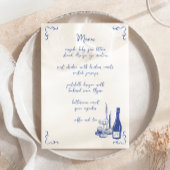 Invitation Menu Mariage illustré manuscrit en gros plan